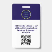 Aangepaste werknemersfoto, Qr-code, Logo, naam Badge (Achterkant)