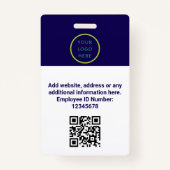 Aangepaste werknemersfoto, Qr-code, Logo, naam Badge (Achterkant)