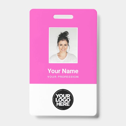 Aangepaste Werknemersfoto, Qr-code, Logo, Naam Badge (Voorzijde)