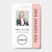 Aangepaste Werknemersfoto, Qr-code, Logo, Naam Badge (Voorzijde)