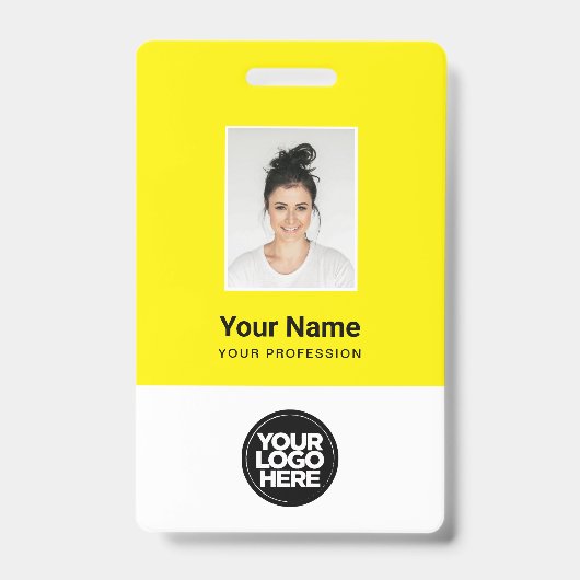 Aangepaste werknemersfoto, Qr-code, Logo, naam Badge (Voorzijde)