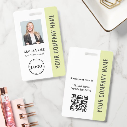 Aangepaste Werknemersfoto, Qr-code, Logo, Naam Badge (Kantoor)