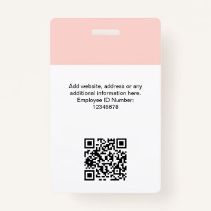 Aangepaste werknemersfoto, Qr-code, Logo, naam Badge