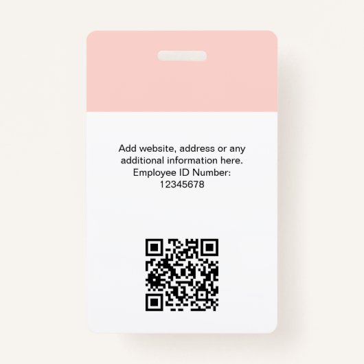 Aangepaste werknemersfoto, Qr-code, Logo, naam Badge (Achterkant)