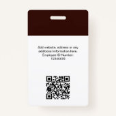 Aangepaste werknemersfoto, Qr-code, Logo, naam Badge (Achterkant)