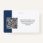 Aangepaste werknemersfoto, QR-code, Logo, naam Badge (Achterkant)