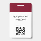 Aangepaste werknemersfoto, Qr-code, Logo, naam Badge (Achterkant)