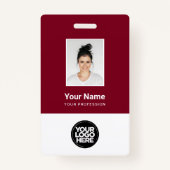 Aangepaste werknemersfoto, Qr-code, Logo, naam Badge (Voorkant)