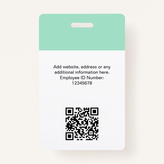 Aangepaste werknemersfoto, Qr-code, Logo, naam Badge (Achterkant)