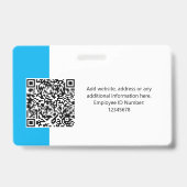 Aangepaste werknemersfoto, QR-code, Logo, naam Badge (Achterkant)
