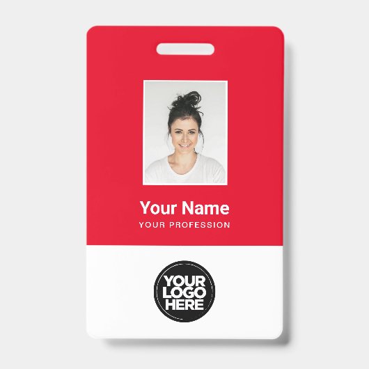 Aangepaste Werknemersfoto, Qr-code, Logo, Naam Badge (Voorzijde)