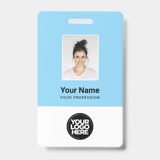 Aangepaste Werknemersfoto, Qr-code, Logo, Naam Badge (Voorzijde)