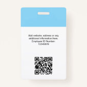 Aangepaste werknemersfoto, Qr-code, Logo, naam Badge (Achterkant)