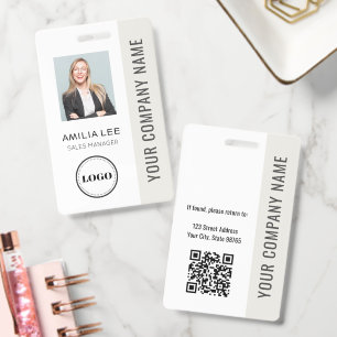 Aangepaste Werknemersfoto, Qr-code, Logo, Naam Badge