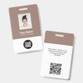Aangepaste werknemersfoto, Qr-code, Logo, naam Badge (Voor- en achterkant)