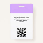 Aangepaste werknemersfoto, Qr-code, Logo, naam Badge (Achterkant)