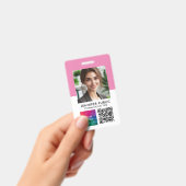 Aangepaste Werknemersfoto QR-code Logo Naam En Fun Badge (Handheld)