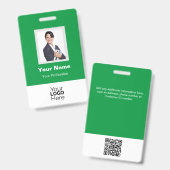 Aangepaste Werknemersfoto, QR-code, Logo, Naambadg Badge (Voor- en achterkant)