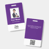 Aangepaste werknemersfoto, QR-code, Logo, naamplaa Badge (Voor- en achterkant)