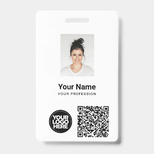 Aangepaste Werknemersfoto, Qr- en Barcodestructuur Badge (Voorzijde)