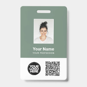 Aangepaste Werknemersfoto, Qr- en Barcodetekst, Lo Badge