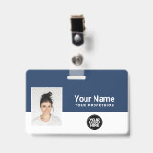 Aangepaste werknemersfoto, streepjescode, logo badge (Voorzijde met clip)