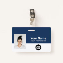 Aangepaste werknemersfoto, streepjescode, Logo