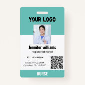 Aangepaste werknemersfoto, streepjescode, Logo, Bl Badge (Voorkant)