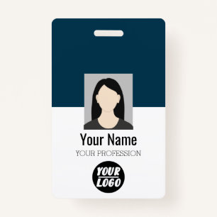 Aangepaste werknemersfoto, streepjescode, Logo, bl Badge