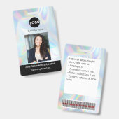 Aangepaste werknemersfoto, streepjescode, logo, ho badge (Voor- en achterkant)