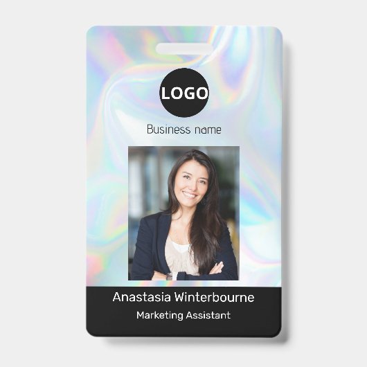 Aangepaste werknemersfoto, streepjescode, logo, ho badge (Voorzijde)