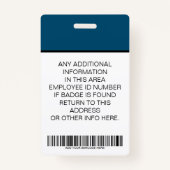 Aangepaste werknemersfoto, streepjescode, Logo, ID Badge (Achterkant)