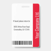 Aangepaste werknemersfoto, streepjescode, Logo, na Badge (Back)