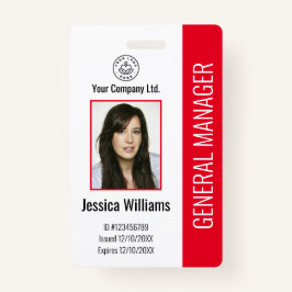 Aangepaste werknemersfoto, streepjescode, Logo, na Badge