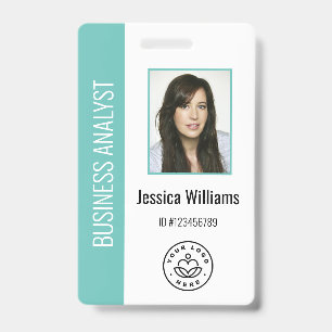 Aangepaste werknemersfoto, streepjescode, logo, na badge