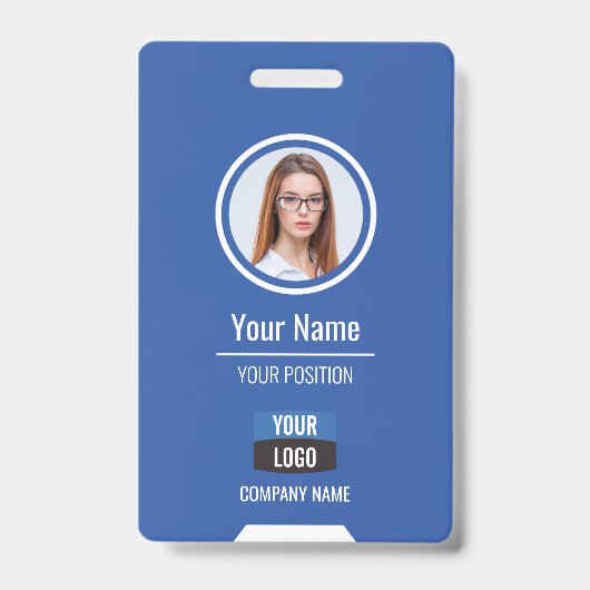 Aangepaste werknemersfoto, streepjescode, Logo, na Badge (Voorzijde)