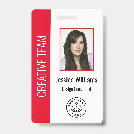 Aangepaste werknemersfoto, streepjescode, Logo, na Badge (Front)