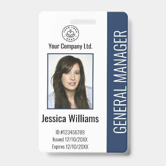 Aangepaste werknemersfoto, streepjescode, Logo, na Badge (Front)