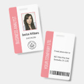 Aangepaste werknemersfoto, streepjescode, Logo, na Badge (Voor- en achterkant)