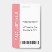 Aangepaste werknemersfoto, streepjescode, Logo, na Badge (Achterkant)