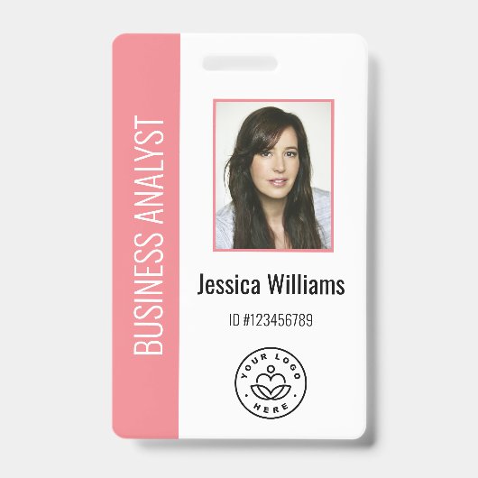 Aangepaste werknemersfoto, streepjescode, Logo, na Badge (Voorzijde)