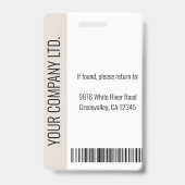 Aangepaste werknemersfoto, streepjescode, Logo, na Badge (Back)
