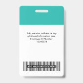 Aangepaste werknemersfoto, streepjescode, Logo, na Badge (Achterkant)