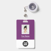 Aangepaste werknemersfoto, streepjescode, Logo, na Badge (Voorkant met intrekbare clip)