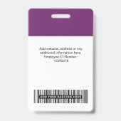 Aangepaste werknemersfoto, streepjescode, Logo, na Badge (Achterkant)