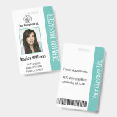 Aangepaste werknemersfoto, streepjescode, Logo, na Badge (Front & Back)