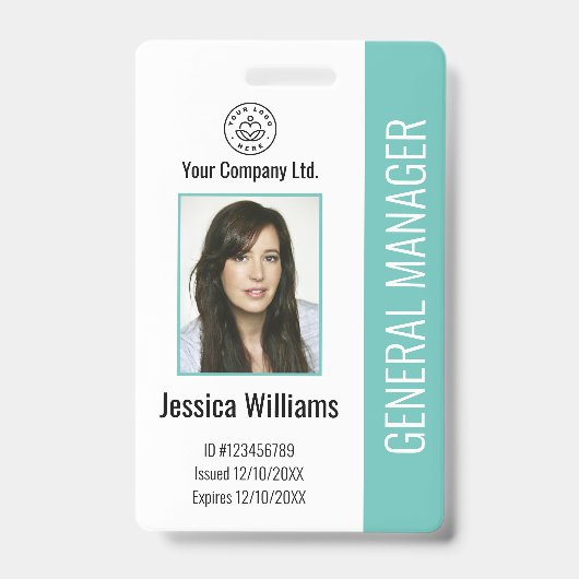 Aangepaste werknemersfoto, streepjescode, Logo, na Badge (Front)