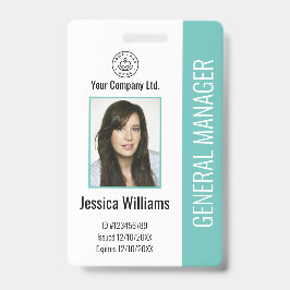 Aangepaste werknemersfoto, streepjescode, Logo, na Badge