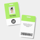 Aangepaste werknemersfoto, streepjescode, Logo, na Badge (Voor- en achterkant)