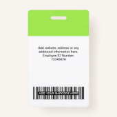 Aangepaste werknemersfoto, streepjescode, Logo, na Badge (Achterkant)